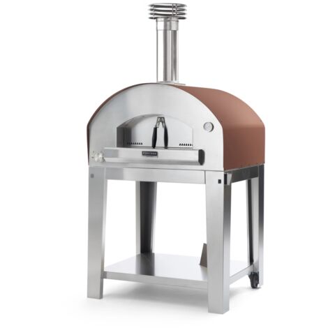 forno pizza a gas con carrello fontana "mangiafuoco" colore rosso 4 pizze