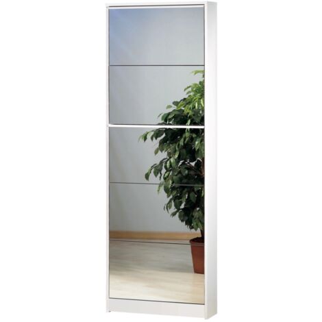 scarpiera bianca con 5 ante a specchio, 62x182x18cm