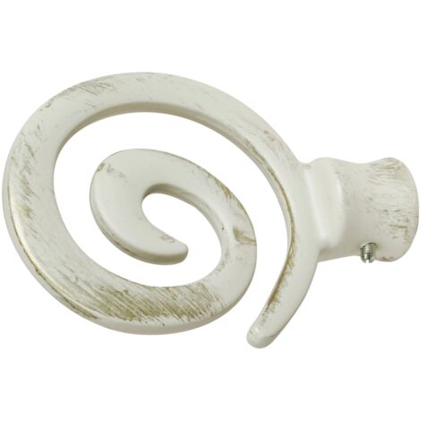 2 pomoli avorio oro a spirale terminale per tubo tende diametro 20 mm