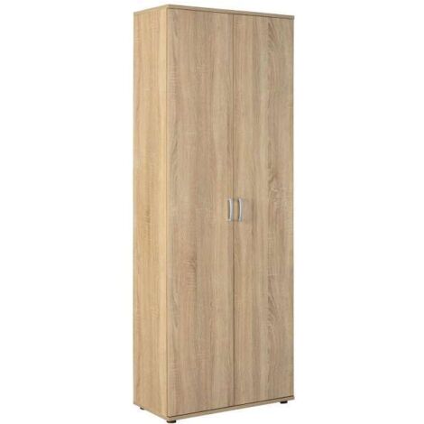 Armadio 2 ante battenti in MDF rovere 70x34x189 cm – 5 ripiani interni – Stile semplice e lineare – Inter Link (1/5)