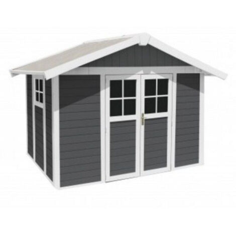 casetta da giardino in pvc grosfillex "deco 7" bianco e grigio-verde 370x298x250 cm - cod. 22907140