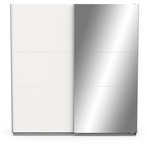 armadio 2 ante scorrevoli "ghost" con specchio bianco 194,4x59,9x203 cm (1/5)