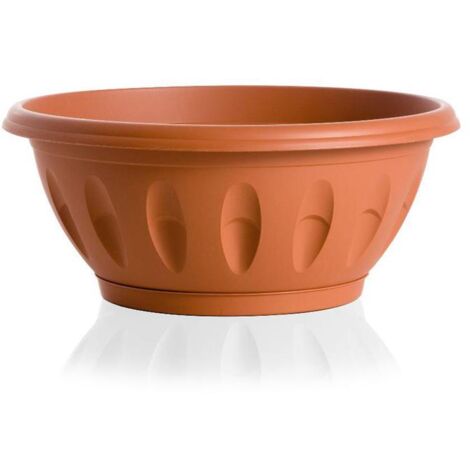 Vaso da giardino ciotola Alba con sottovaso 60 cm terracotta
