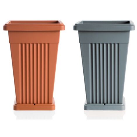 vaso piramide c/sottovaso grigio