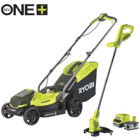 Tosaerba a spinta RYOBI 18V One+ - Batteria 4,0Ah - Caricabatterie - Trimmer gratuito