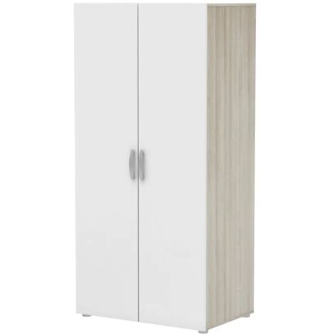armadio 2 ante battenti effetto quercia e bianco 79,4x51,6x165 cm