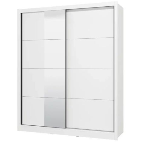 armadio 2 ante scorrevoli bellahome "alba" con specchio bianco 180x59,8x215,5 cm