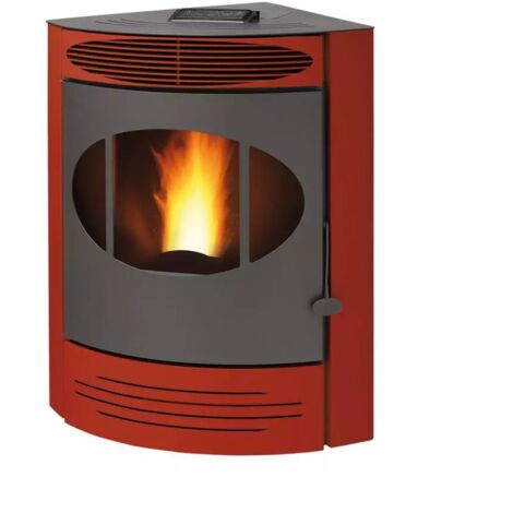 stufa a pellet angolare ventilata caris "gemma" bordeaux 10,5 kw (1/2)
