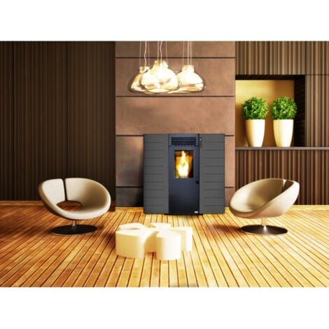 stufa a pellet slim canadian stove "slim 6" grigio puntinato 6,14 kw