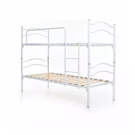 letto a castello singolo scomponibile somnus in metallo bianco 203x145,5x83 cm
