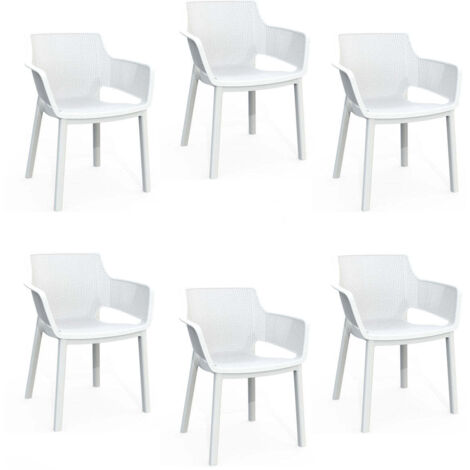 Set 6 Sedie da Giardino 61x54x79h cm Keter Elisa Chair Bianco