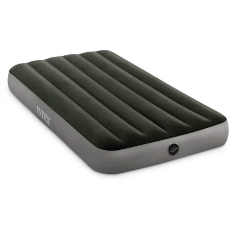 Intex 64777 - Materasso Gonfiabile Prestige Downy Singolo con Pompa a Batteria, PVC, Verde, 99x191x25 cm
