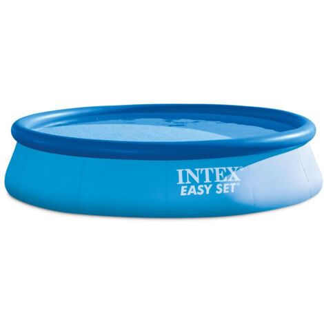 Intex 26168NP – Piscina Fuori Terra Easy Set Rotonda, Pompa Filtro 3785 L/h, Scaletta, Telo Base e Copertura, 14141 L, PVC, Azzurro, 457x122 cm