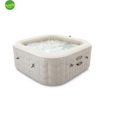 piscina idromassaggio gonfiabile intex "chevron deluxe" marrone effetto rigato 4 posti 175x175x71 cm - cod. 28446np