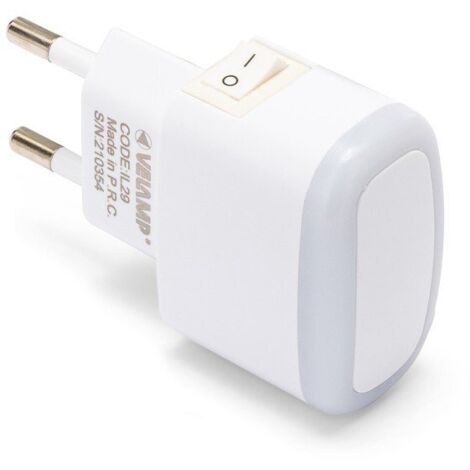 Luce notturna Froot, 0,3W, spina 10A, con interruttore, bianco - Velamp IL29