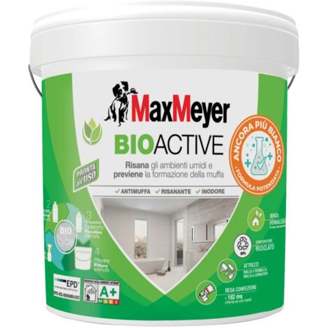 pittura antimuffa max meyer "bioactive a+ plus" bianco 14lt