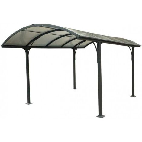 tettoia auto singola habrita "car 3048 alrp t" in alluminio e policarbonato antracite 485x301x250 cm