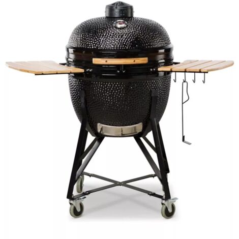 barbecue a carbone kamado bono "limited 25" in ceramica nero con rotelle 83x70x90 cm (1/4)