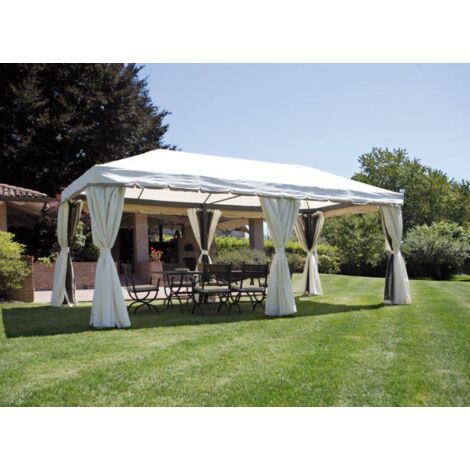 gazebo da esterno rettangolare solaria "nebraska" in alluminio ecru' 6x3 mt (1/5)