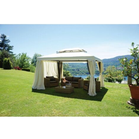 gazebo da esterno rettangolare solaria "nebraska" in alluminio ecru' 3x4 mt (1/7)