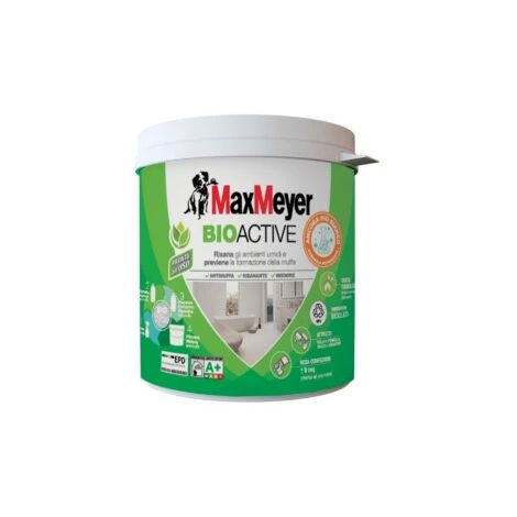 MaxMeyer BIOACTIVE A+, Idropittura Antimuffa per Interni, Bianco, 0.75L (1/5)