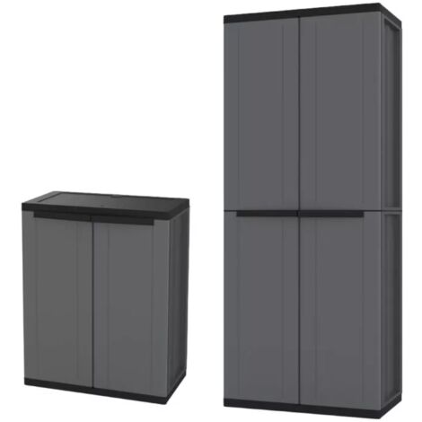 set 2 armadi alto e basso terry in polipropilene grigio 68x37,5x85/163,5 cm