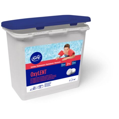 ossigeno attivo per piscine  gre "oxy-lent" pastiglie da 20 gr 1,2 kg