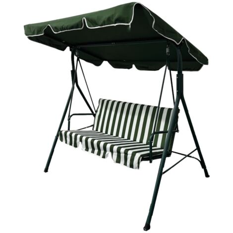 dondolo da giardino 3 posti eurogarden "stripes" fantasia righe verdi 172x112x152 cm (1/4)