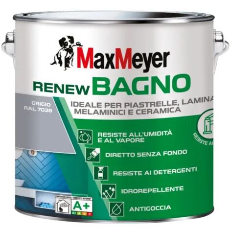 smalto all'acqua bagno max meyer "renew" grigio 2 lt