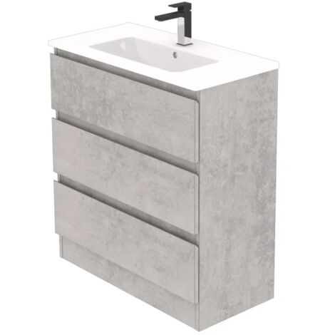mobile bagno da terra "leonardo" 3 cassetti cemento, 78x39,5x85 cm (1/4)