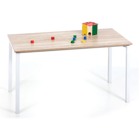 scrivania "expoler" in metallo bianco e rovere, 140x70x75 cm (1/3)