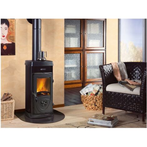 Stufa a Legna Nordica Super Junior Panoramica 5 Kw Nera Mod. 7111076