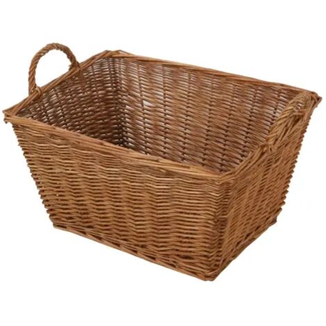cesta portalegna rettangolare "cottage" senza fodera in salice con manici, 59x47x32 cm