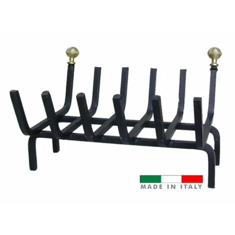 brucialegna lineare per caminetti larghezza 60 cm con pomoli in ottone