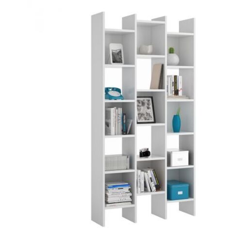 Libreria Moderna Scaffale da Soggiorno Camera in Legno MDF Bianco 96x192x25cm