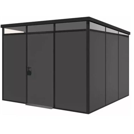 casetta da giardino prefabbricata in pvc e alluminio artplast "modulare" nero e grigio 3x3 mt