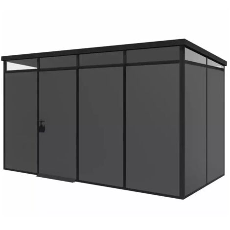casetta da giardino prefabbricata in pvc e alluminio artplast "modulare" nero e grigio 4x2 mt