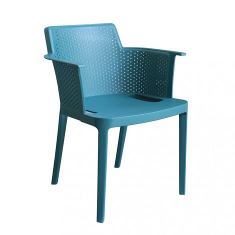 sedia da esterno impilabile elica garden "cathy" in polipropilene verde petrolio 60x58x76,5 cm (1/5)