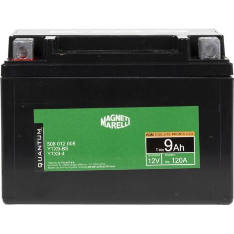 Magneti marelli batteria moto e scooter 9AH 12V 120A tecnologia AGM sigillata polo positivo sinistro (1/5)