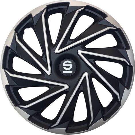 Set 4 copricerchi 15" pollici copriruota auto Varese SPC1580SVBK argento nero