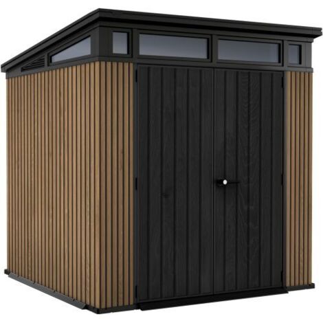 casetta da giardino keter "pent 7x7" in resina marrone con porta battente doppia 214x218x226 cm (1/5)