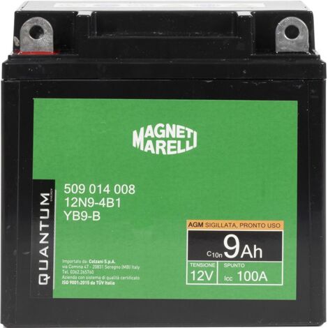 magneti marelli batteria moto e scooter 9ah 12v 100a tecnologia agm sigillata polo positivo sinistro
