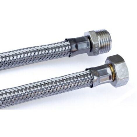 MASIDEF-AQTEC- ATTACCHINO INOX FLESSIBILE FLEX MASCHIO 1/2 FEMMINA 3/8 30 CM