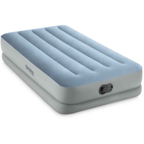 Intex 64157 - Materasso Gonfiabile Dura-Beam Mid-Rise Comfort Singolo, con Pompa USB, PVC, Grigio e Azzurro, 99x191x36 cm