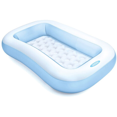 piscina gonfiabile per bambini intex in vinile azzurro e bianco 166x100x25 cm - cod. 57403np