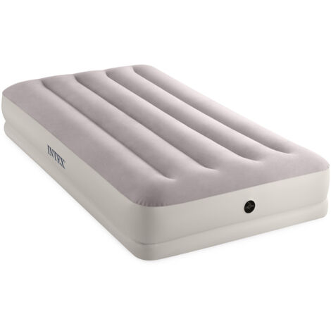 Intex 64177 - Materasso Gonfiabile Prestige Mid-Rise Singolo, con Pompa USB, PVC, Grigio, 99x191x30 cm