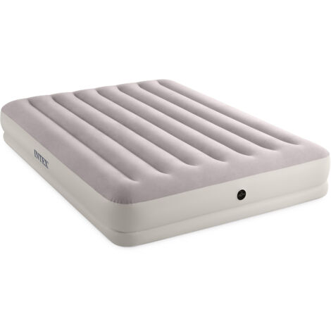 Intex 64179 - Materasso Gonfiabile Prestige Mid-Rise Matrimoniale, con Pompa USB, PVC, Grigio, 152x203x30 cm