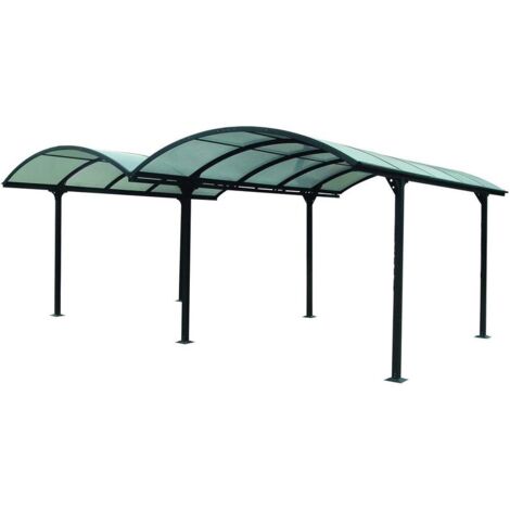 tettoia auto doppia habrita "car 6048 alrp t" in alluminio e policarbonato antracite 485x590x250 cm