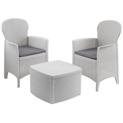 MAURY'S SALOTTO MANUEL DA GIARDINO CON CUSCINI 3 PZ BIANCO