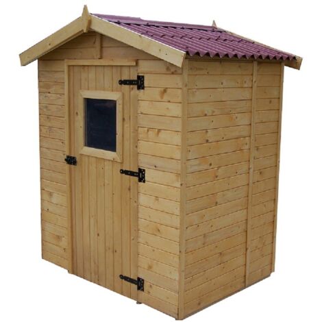 Habrita – Casetta da giardino in legno massello 16 mm 160x120 cm con pavimento in osb – Porta con vetro Pvc 80x174 cm – Tetto con lastre ondulate bitumate (1/10)
